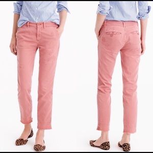 NWT J Crew Distressed Boyfriend Chino - Rosy Pink